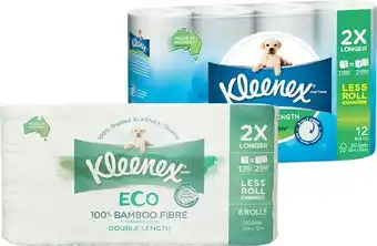 Woolworths Kleenex ECO Double Length Pk 8 or Kleenex Double Length Pk 12 Toilet Tissue offer