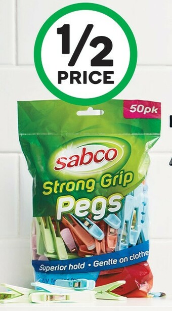 Woolworths Sabco Strong Grip Pegs Pk 50 offer