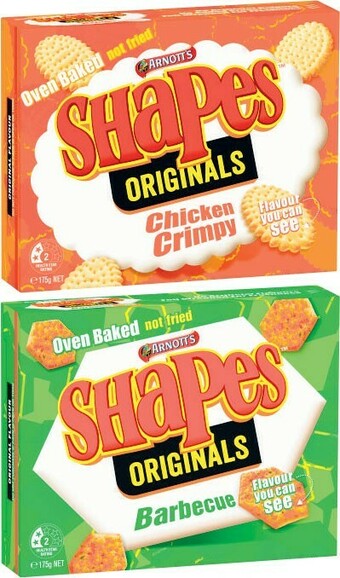 Coles Arnott’s Shapes Crackers 160g-190g offer