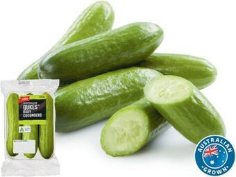 Coles Coles Australian Qukes Baby Cucumbers 250g Pack offer