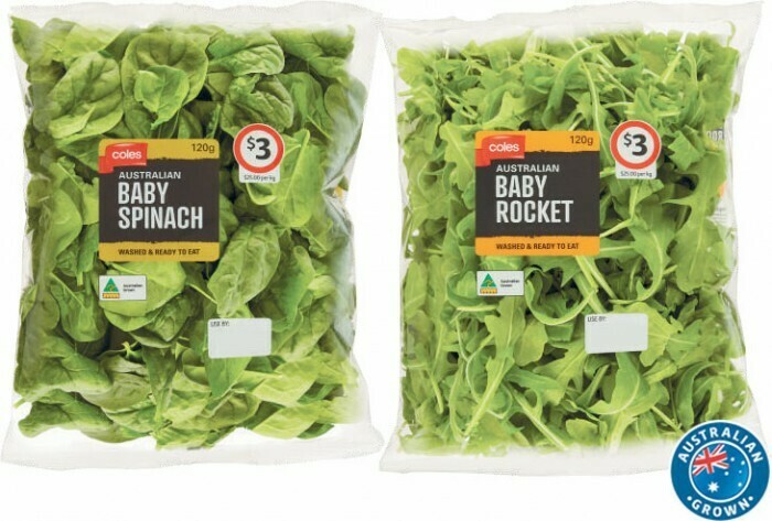 Coles Australian Baby Spinach Baby Rocket or Baby Spinach