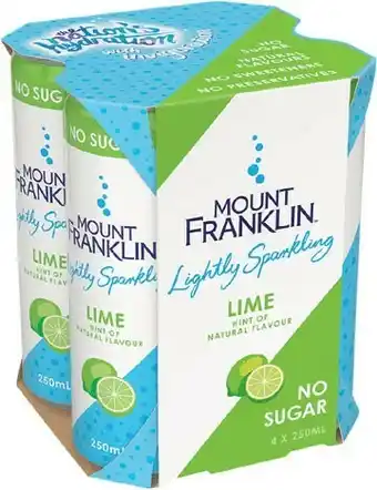 Coles Mount Franklin Lightly Sparkling 4x250mL offer