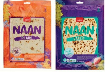 Coles Coles Indian Naan Plain or Garlic 3 Pack 250g offer
