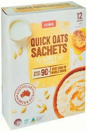 Coles Coles Quick Oats Sachets 420g offer