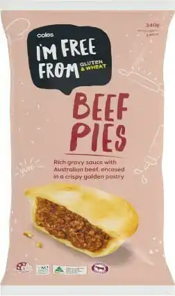 Coles Coles I’m Free From Beef Pies 340g offer