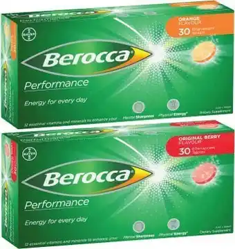 Coles Berocca Performance Original or Orange Effervescent Tablets 30 Pack^ offer