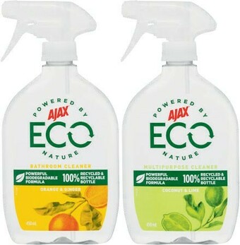 Coles Ajax Eco Multipurpose or Bathroom Cleaner 450mL offer