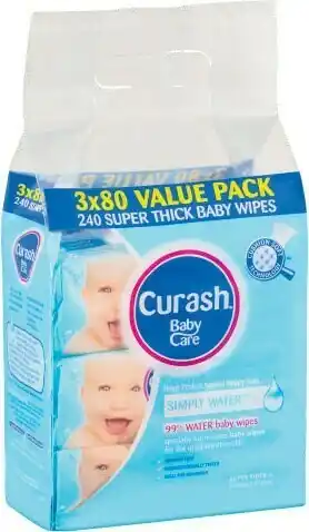 Coles Curash Simply Water Baby Wipes 240 Pack offer