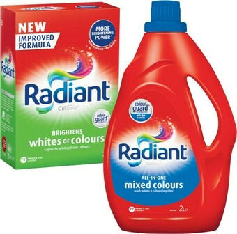 Coles Radiant Laundry Liquid 2 Litre or Powder 2kg offer