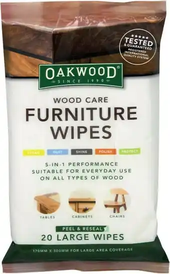 Oakwood Household Wood or Leather Wipes 20 Pack