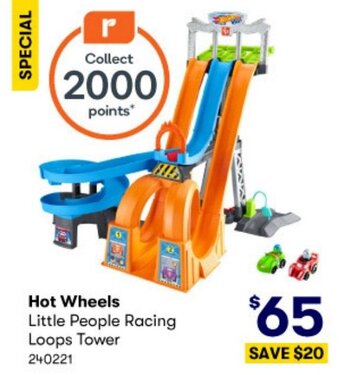 BIG W Hot Wheels Little People Racing Loops Tower offer