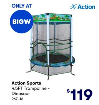 BIG W Action Sports 4.5FT Trampoline - Dinosaur offer