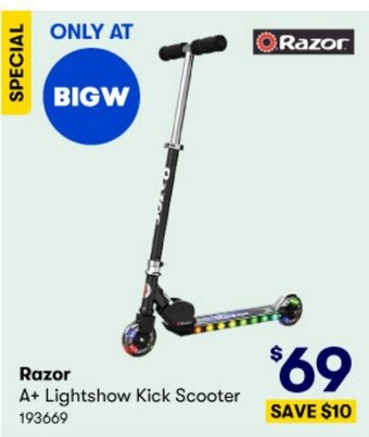 BIG W Razor A+ Lightshow Kick Scooter offer