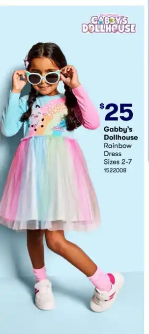 BIG W Gabby's Dollhouse Rainbow Dress Sizes 2-7 1522008 offer