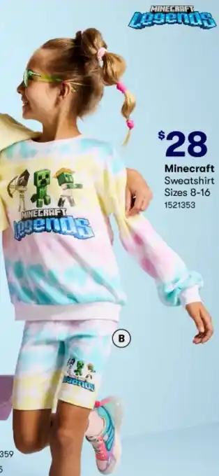 BIG W Minecraft Sweatshirt B. Rib Bike Shorts Sizes 8-16 1521365 offer