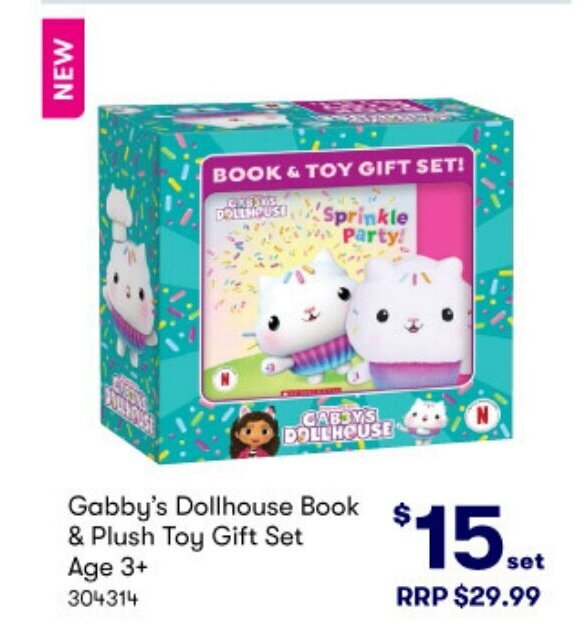 Gabby's Dollhouse Book & Plush Toy Gift Set Age 3+ 304314 offer at BIG W