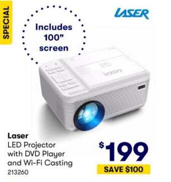 BIG W Laser LED Projector with DVD Player and Wi-Fi Casting offer