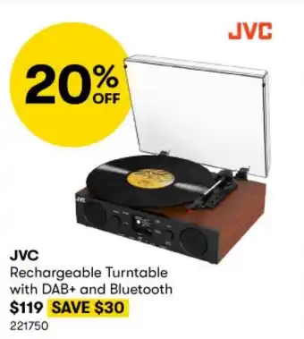 BIG W JVC Rechargeable Turntable with DAB+ and Bluetooth offer