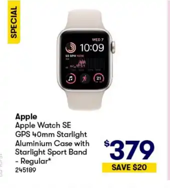 BIG W Apple Watch SE GPS 40mm Starlight Aluminium Case with Starlight Sport Band - Regular* offer