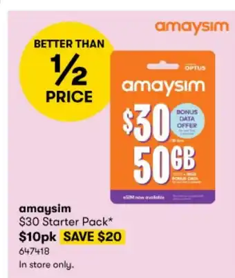 BIG W amaysim Starter Pack* 647418 offer