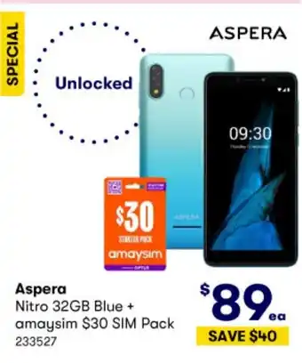 BIG W Aspera Nitro 32GB Blue + amaysim SIM Pack offer
