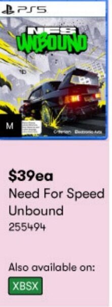 BIG W Need For Speed Unbound offer