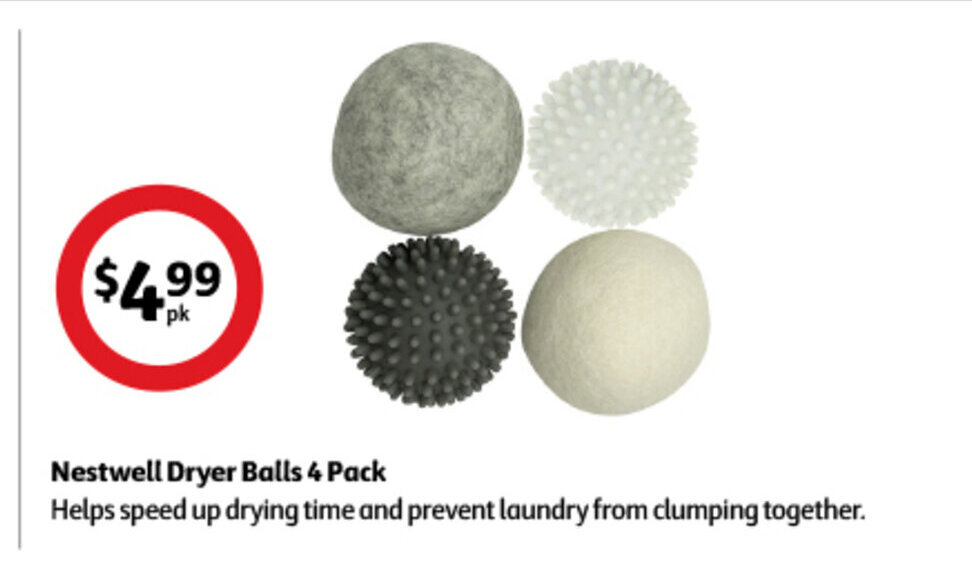 Nestwell Dryer Balls 4 Pack Helps speed up drying time and prevent