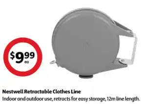 Coles Nestwell Retractable Clothes Line Indoor and outdoor use, retracts for easy storage, 12m line length. offer
