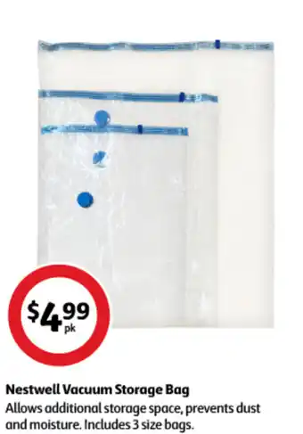 Coles Nestwell Vacuum Storage Bag Allows additional storage space, prevents dust and moisture. Includes 3 size bags. offer
