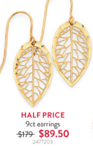 Goldmark HALF PRICE 9ct earrings offer