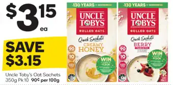 Woolworths Uncle Toby's Oat Sachets 350g offer