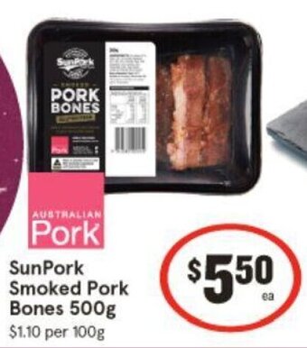 IGA SunPork Smoked Pork Bones 500g offer