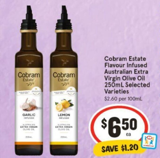 Cobram Estate Flavour Infused Australian Extra Virgin Olive Oil 250mL Selected Varieties offer
