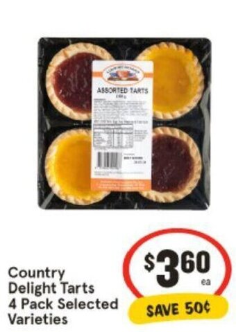 IGA Country Delight Tarts 4 Pack Selected Varieties offer