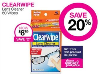 Priceline CLEARWIPE Lens Cleaner 60 Wipes offer