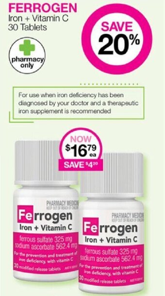 Priceline FERROGEN Iron + Vitamin C 30 Tablets offer