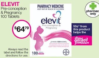 Priceline ELEVIT Pre-conception & Pregnancy 100 Tablets offer