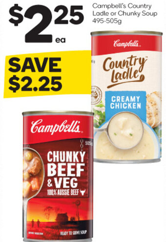 Woolworths Campbell's Country Ladle or Chunky Soup 495-505g offer