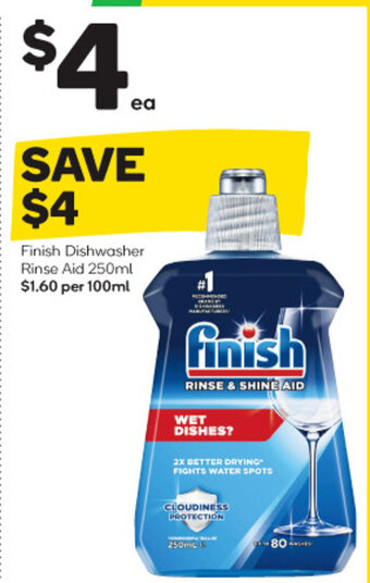 Woolworths Finish Dishwasher Rinse Aid 250ml offer