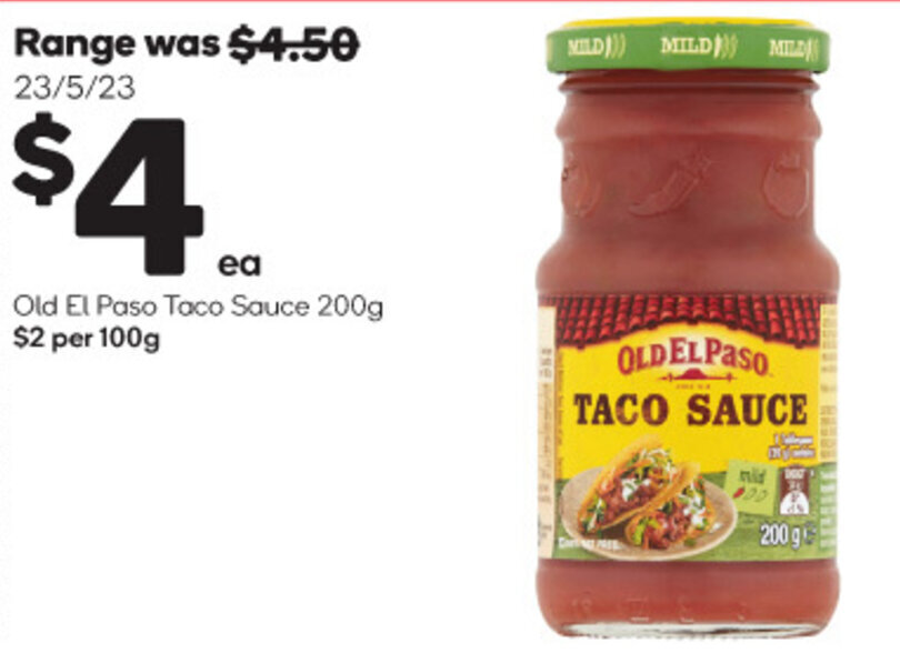 Old El Paso Taco Sauce 200g offer at Woolworths