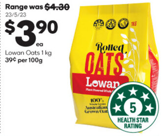 Woolworths Lowan Oats 1 kg offer