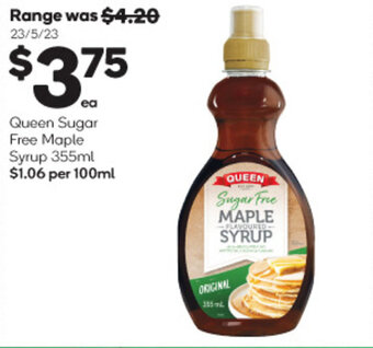 Queen Sugar Free Maple Syrup 355ml