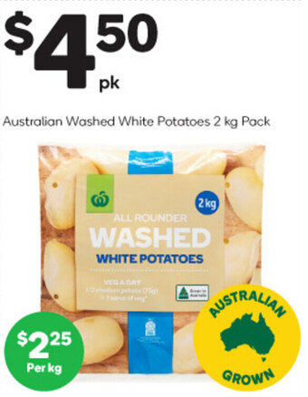 Woolworths Australian Washed White Potatoes 2 kg Pack offer
