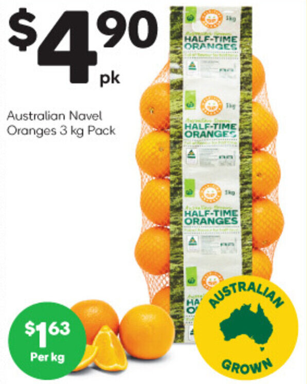 Australian Navel Oranges 3 kg Pack offer at Woolworths