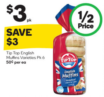 Woolworths Tip Top English Muffins Varieties offer