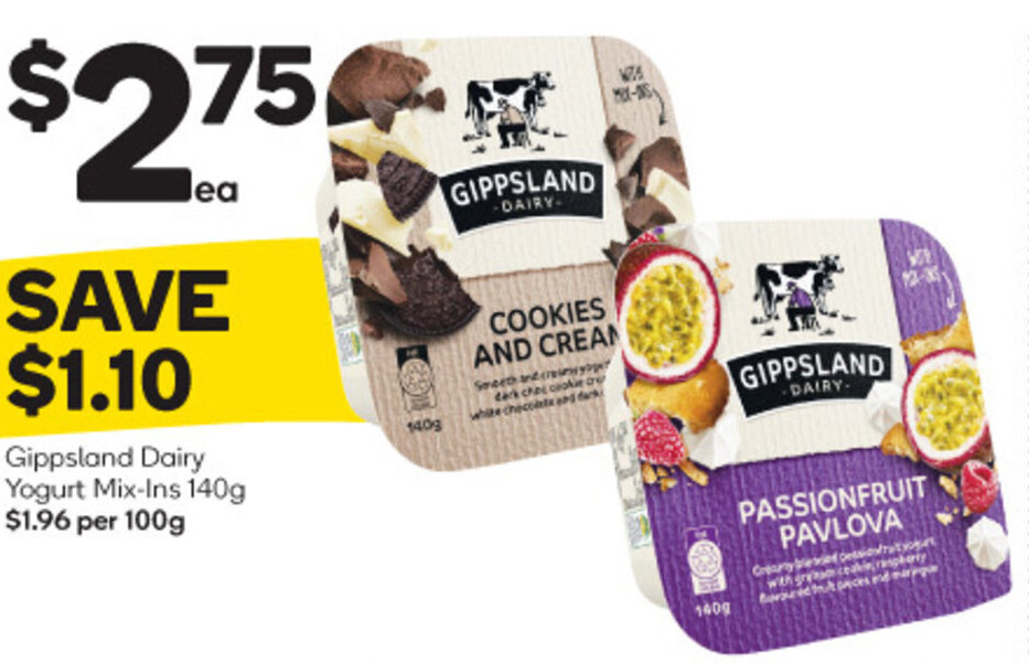 Gippsland Dairy Yogurt MixIns 140g offer at Woolworths