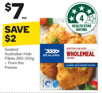 Woolworths Sealord Australian Hoki Fillets 280-300g offer