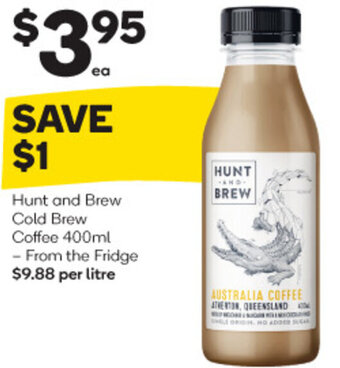 Woolworths Hunt and Brew Cold Brew Coffee 400ml offer