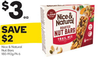 Woolworths Nice & Natural Nut Bars 180-192g offer