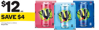 Woolworths V Energy Drink 4 x 500ml offer